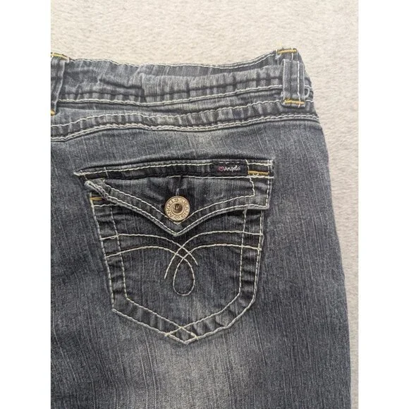 Angels Jeans Juniors 13 Blue Dark Wash Low Rise Skinny Stretch Embroidered - Picture 10 of 14